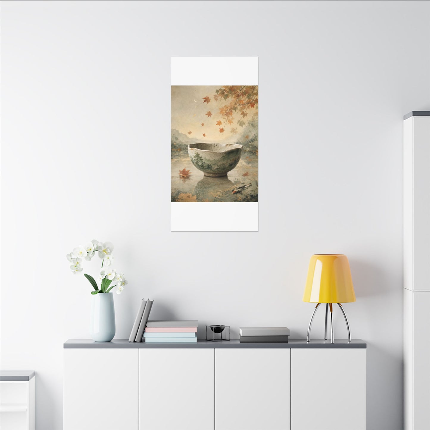 Autumn Ceramic Bowl Watercolor Canvas Art | Cozy Decor