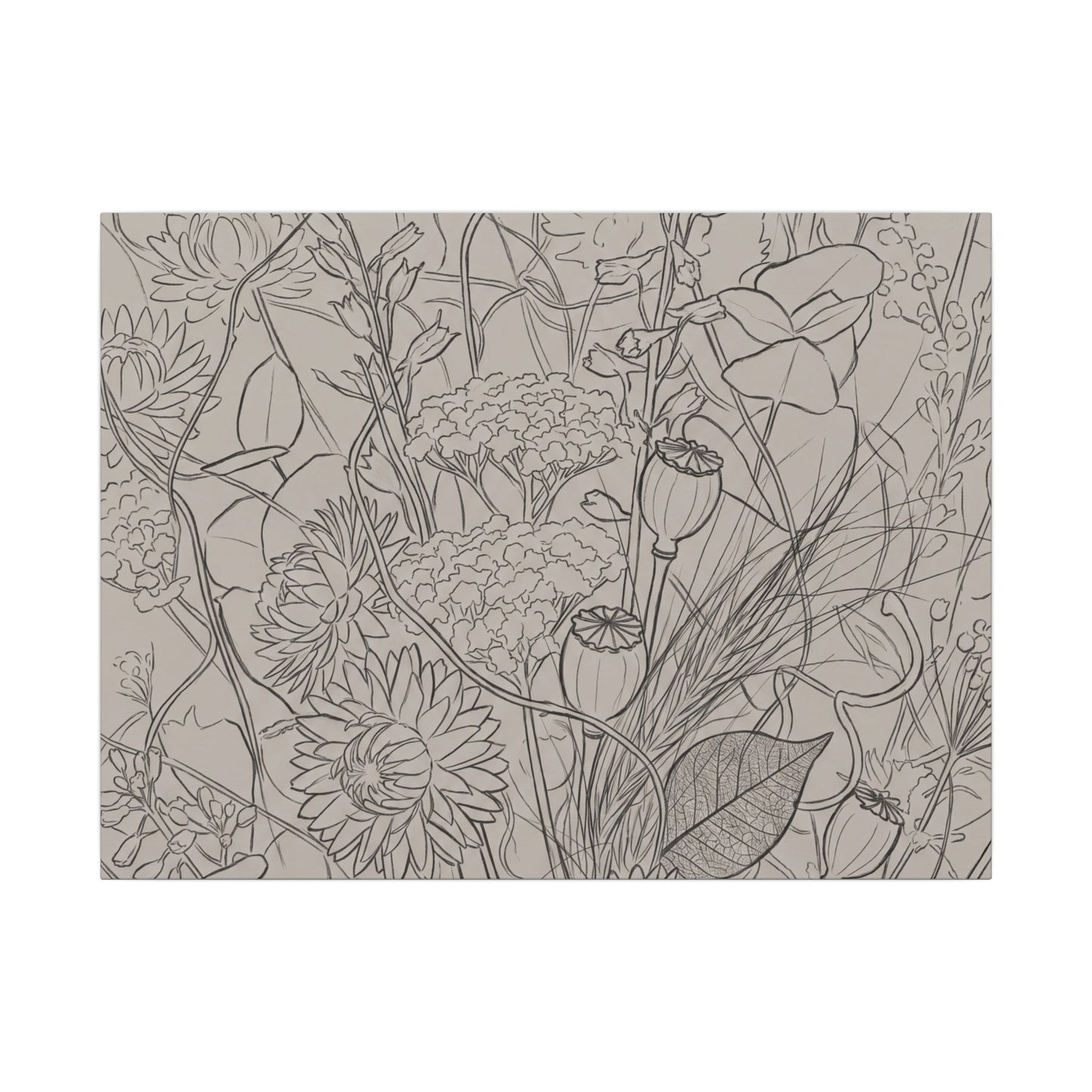 Summer Dried Flowers Minimal Line Canvas Art | Elegant Decor