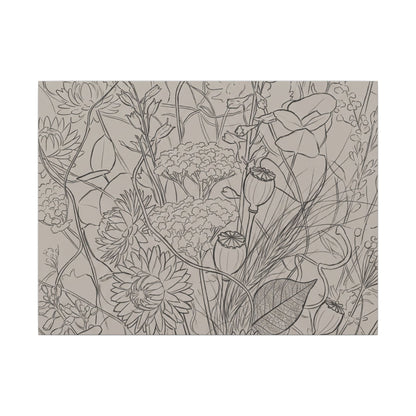 Summer Dried Flowers Minimal Line Canvas Art | Elegant Decor