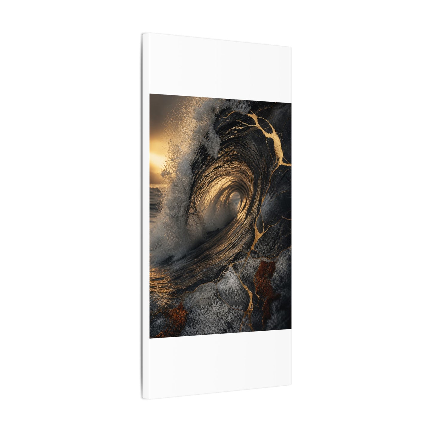 Kanso Ocean Wave Canvas Art - Kintsugi Gold Vein