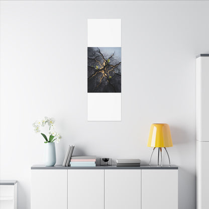 Ma Cracked Earth Canvas Art - Dark Japandi Charcoal Ink