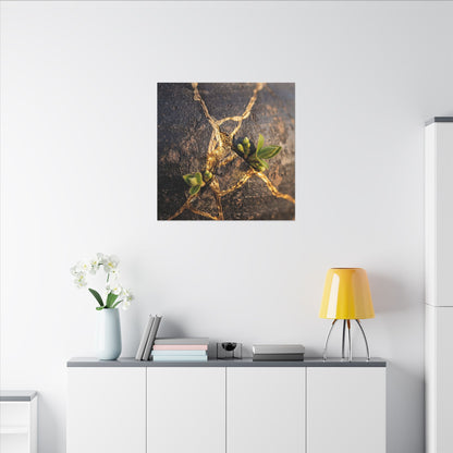 Rust Patina Gold Repair Canvas Art | Resilient Kintsugi Art