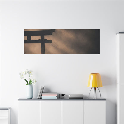 Torii Gate Shadow Zen Canvas Art | Bold Dark Japandi Art