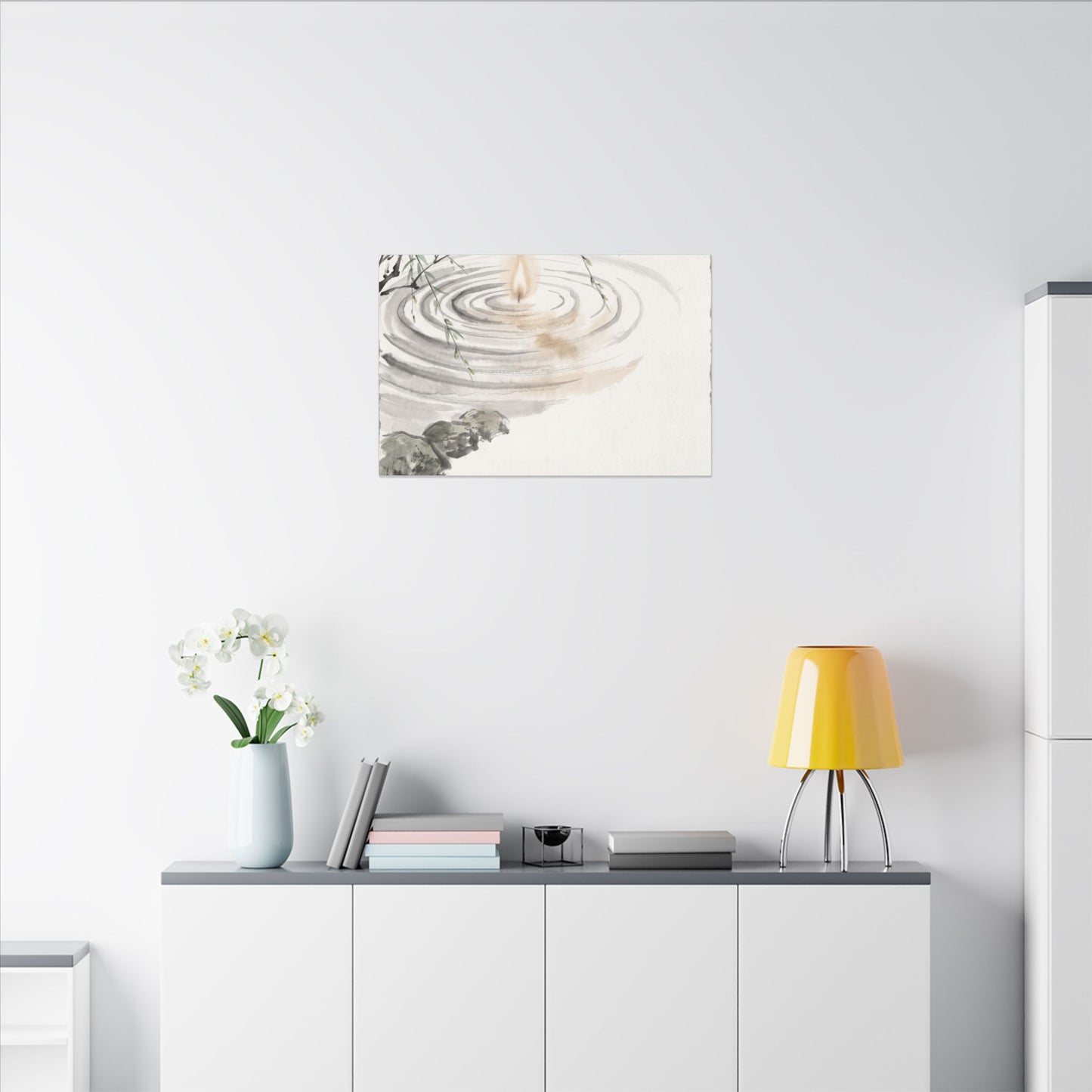 Water Ripple Sumi E Canvas Art | Tranquil Zen Art
