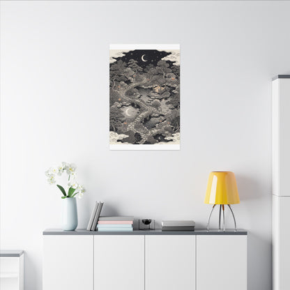 Moonlit Garden Ukiyo E Inspired Canvas Art | Serene Zen Art