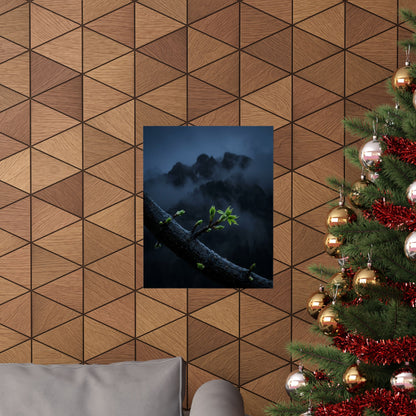 Kanso Mountain Mist Wall Art Print - Dark Japandi Moody Minimal
