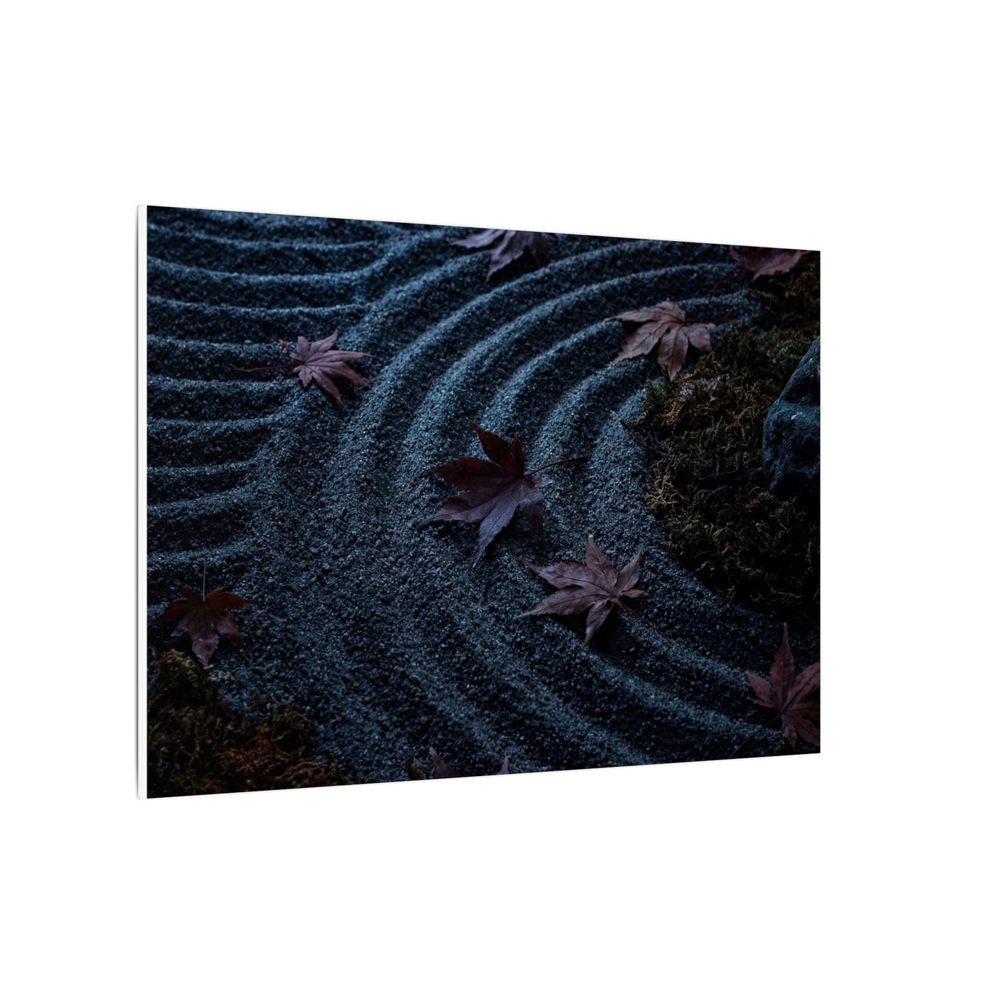 Rock Garden Canvas Art | Autumn Dark Japandi Dark Texture Art