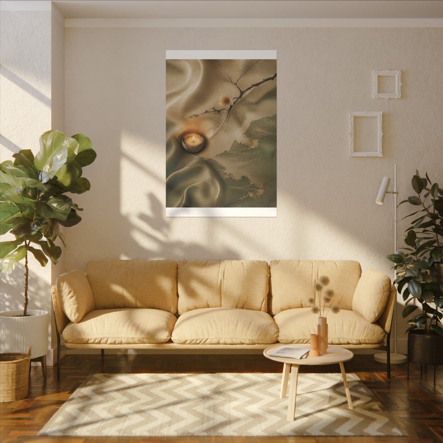 Silk Drape Japanese Pattern Canvas Art | Warm Japandi Art