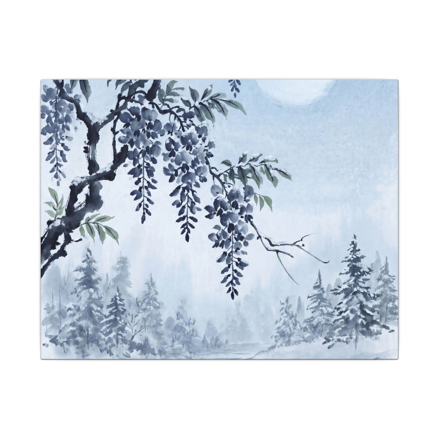 Seijaku Wisteria Canvas Art - Zen Sumi E Art Print
