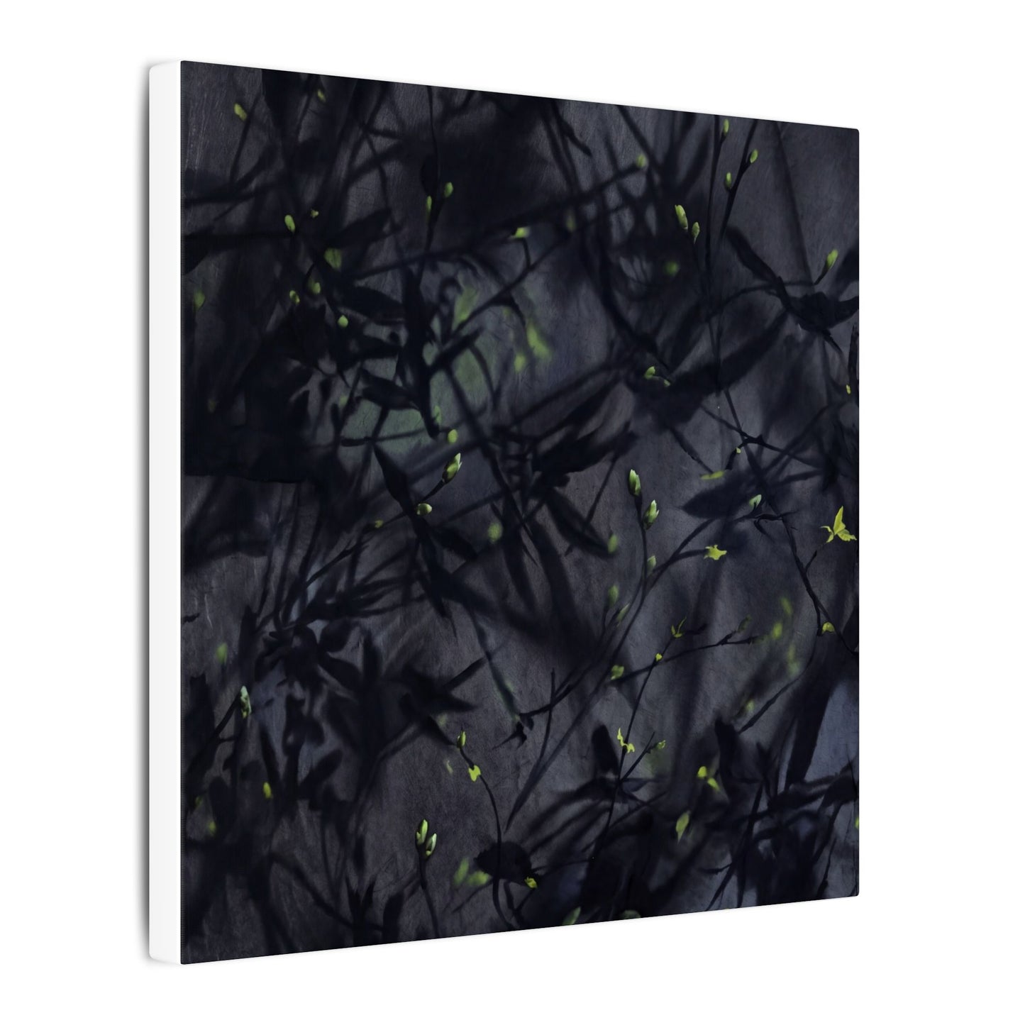 Shadow Play Spring Canvas Art | Dark Japandi Atmospheric Design