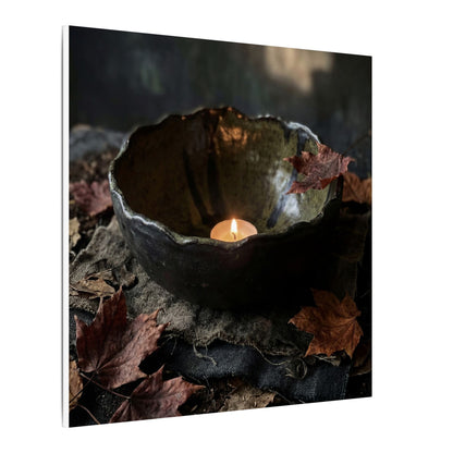 Candlelight Ceramic Bowl Canvas Art - Dark Japandi Kanso