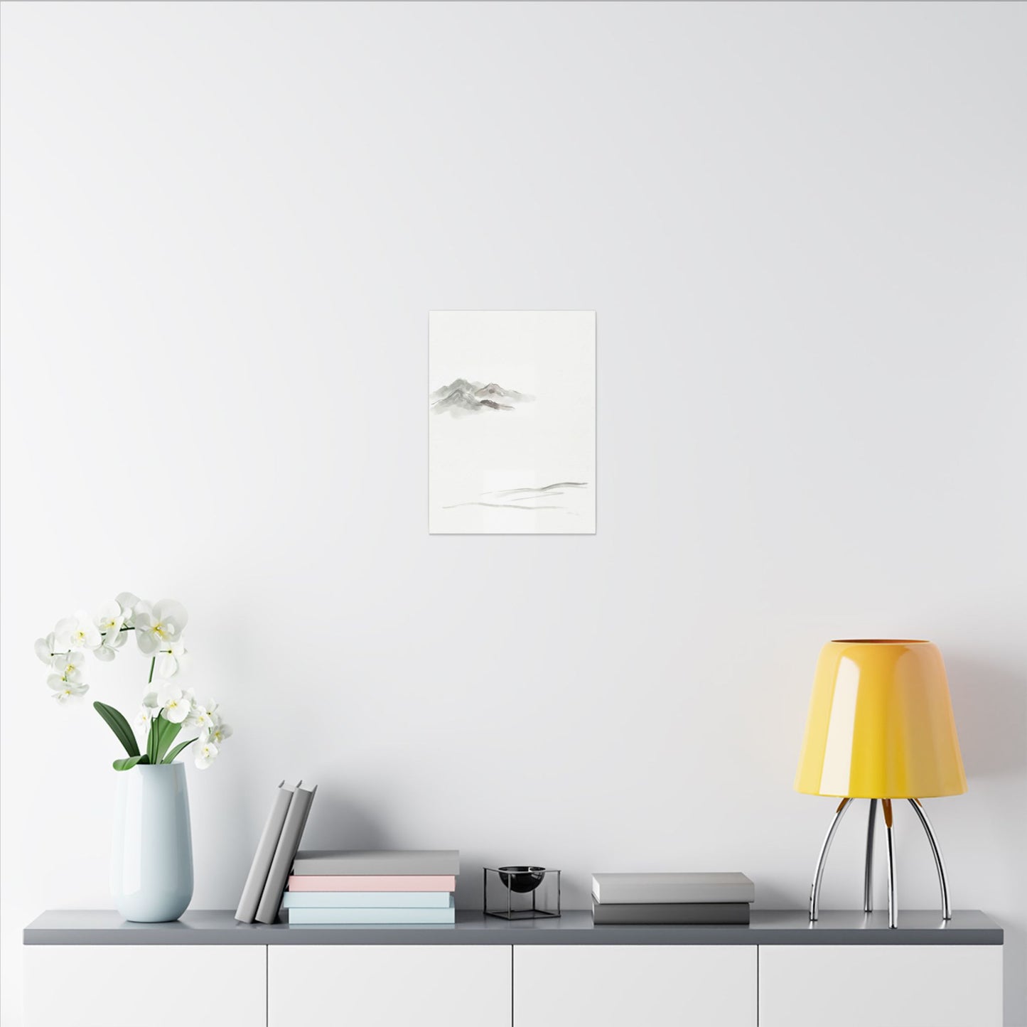 Winter Mountain Mist Minimal Line Canvas Art | Elegant Decor