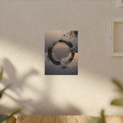 Winter Water Ripple Enso Canvas Art | Tranquil Decor