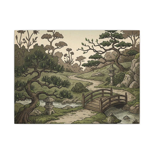 Cottagecore Moonlit Garden in Dawn | Vintage Botanical Canvas Art Art Print