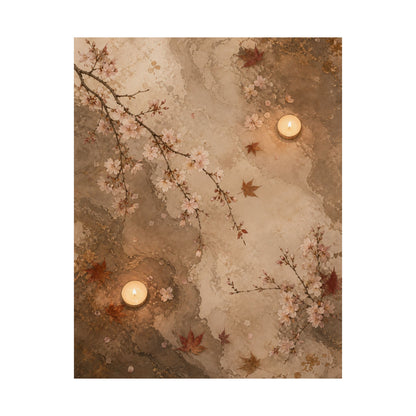 Cherry Blossom Autumn Wall Art Print | Japandi Cozy Design