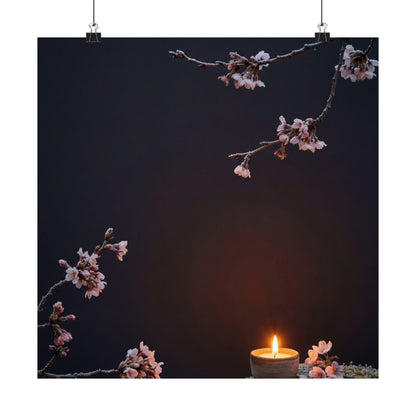 Cherry Blossom Wall Art Print | Winter Dark Japandi Moody Minimal Art