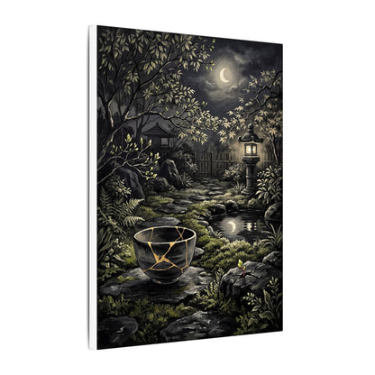 Kintsugi Moonlit Garden in Dappled | Gold Repair Canvas Art