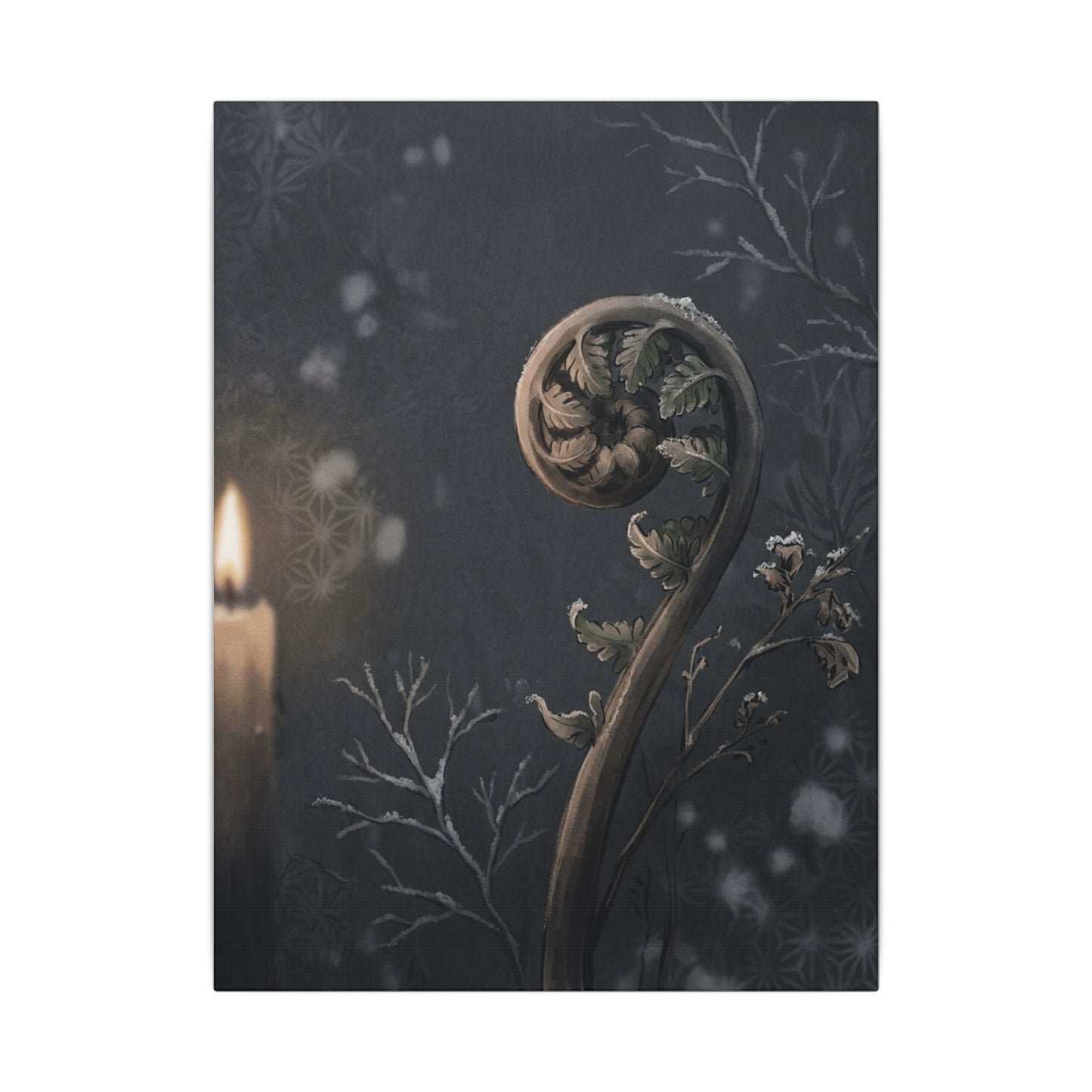 Candlelight Fern Unfurling Canvas Art - Japandi Ma