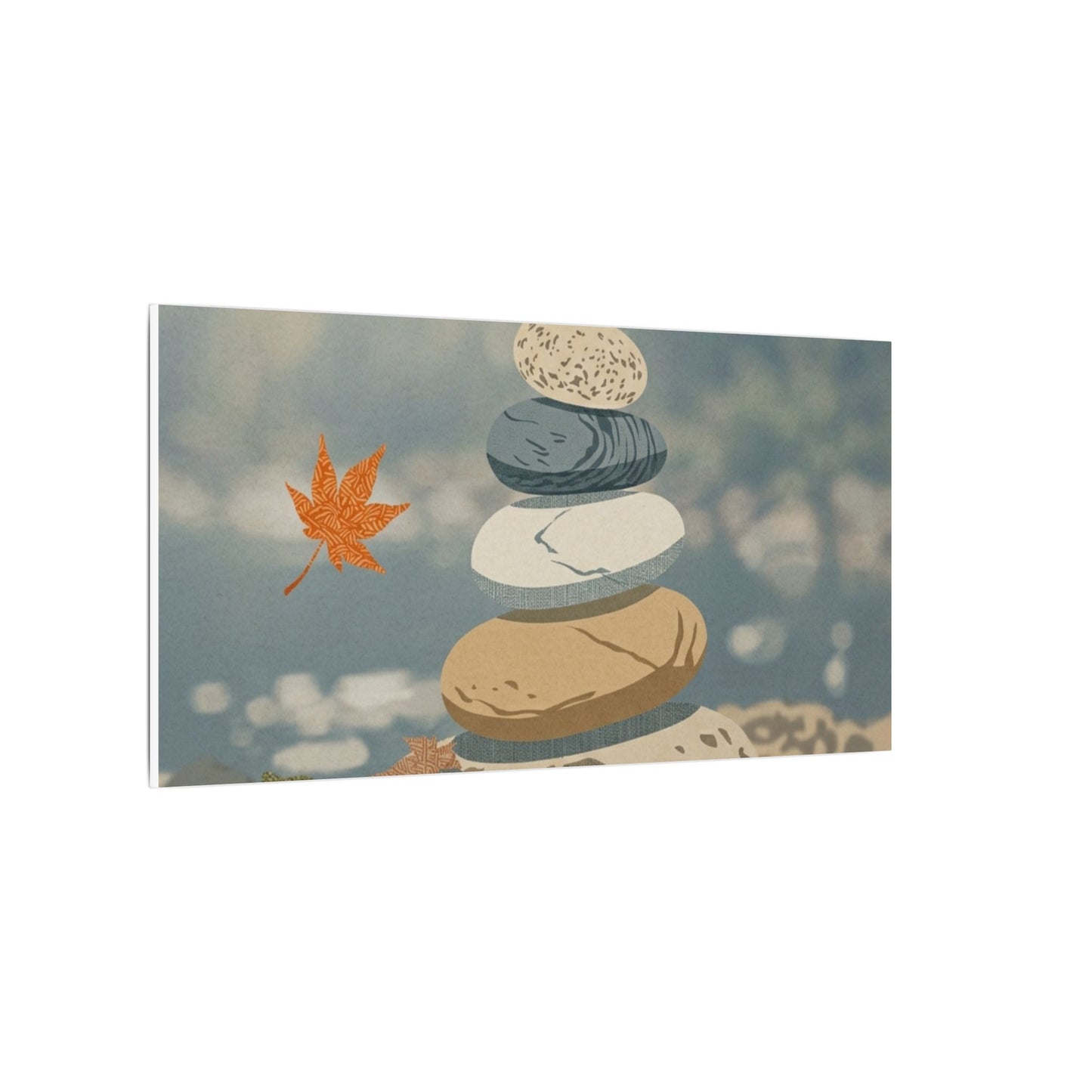 Warm River Stones Canvas Art - Japanese Pattern Japandi