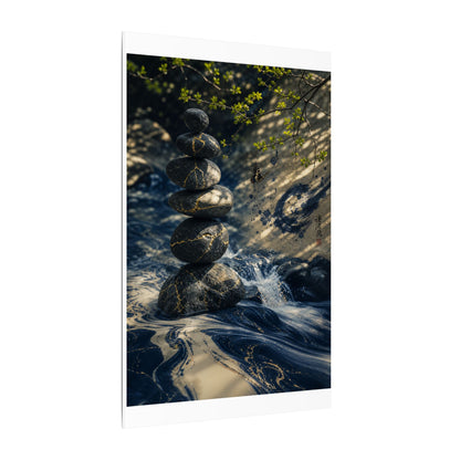 Kintsugi River Stones in Dappled | Broken Beauty Canvas Art