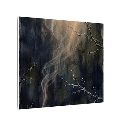 Incense Smoke Winter Canvas Art | Dark Japandi Moody Design