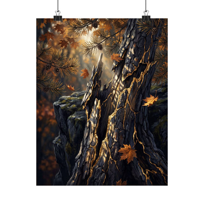 Pine Tree Autumn Wall Art Print | Kintsugi Beautiful Design