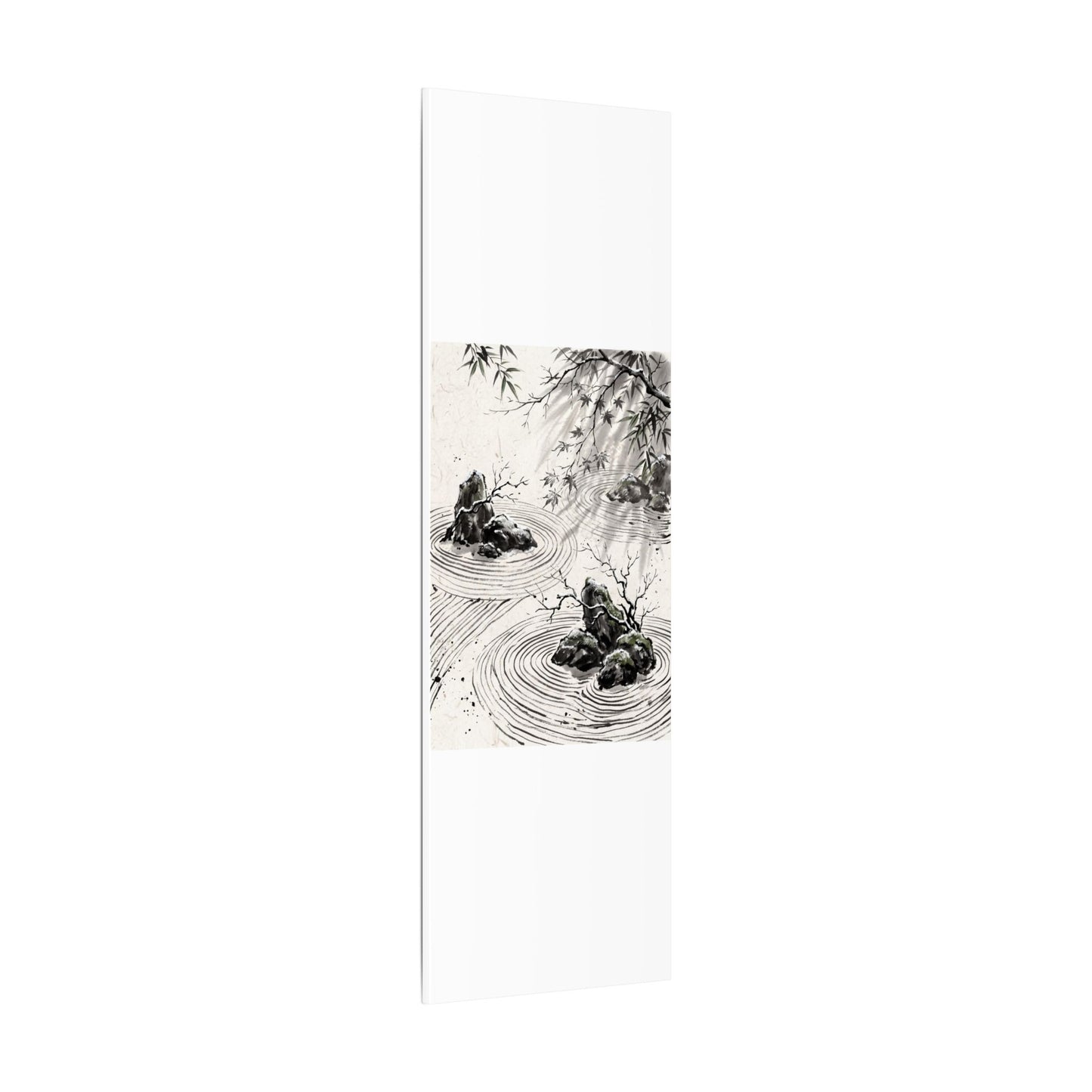 Rock Garden Canvas Art | Winter Zen Sumi E Art