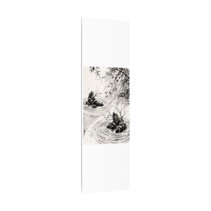 Rock Garden Canvas Art | Winter Zen Sumi E Art