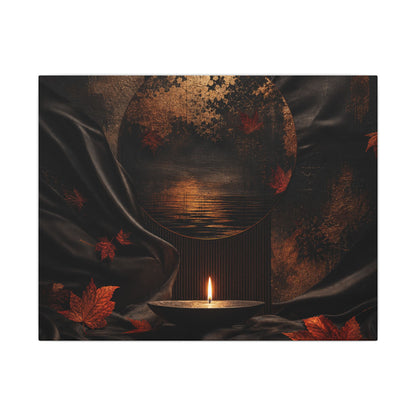 Silk Drape Autumn Canvas Art | Dark Japandi Moody Design