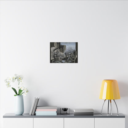 Winter Moonlit Garden Dark Texture Canvas Art | Moody Decor