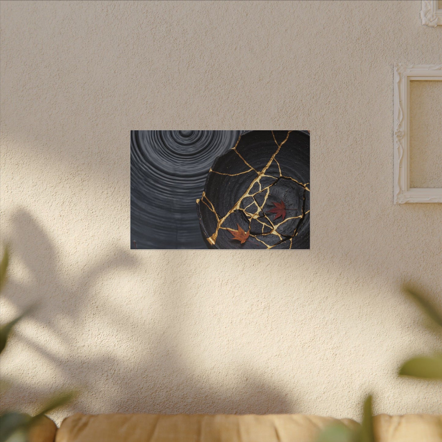 Philosophical Water Ripple Canvas Art - Gold Repair Kintsugi