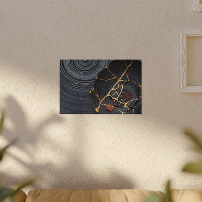 Philosophical Water Ripple Canvas Art - Gold Repair Kintsugi
