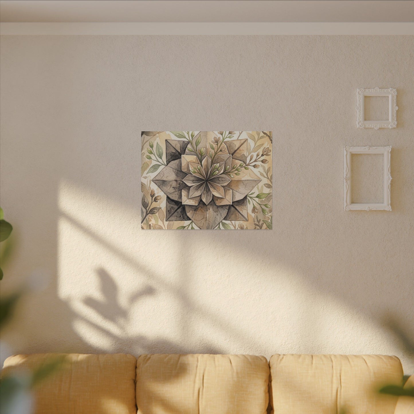 Warm Paper Fold Canvas Art - Watercolor Japandi