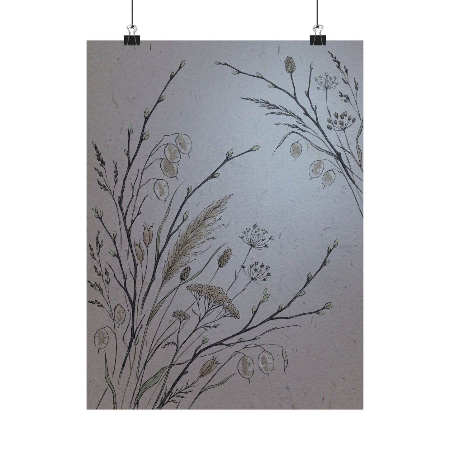 Dried Flowers Wall Art Print | Spring Japandi Japanese Pattern Art Art Print