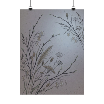 Dried Flowers Wall Art Print | Spring Japandi Japanese Pattern Art Art Print