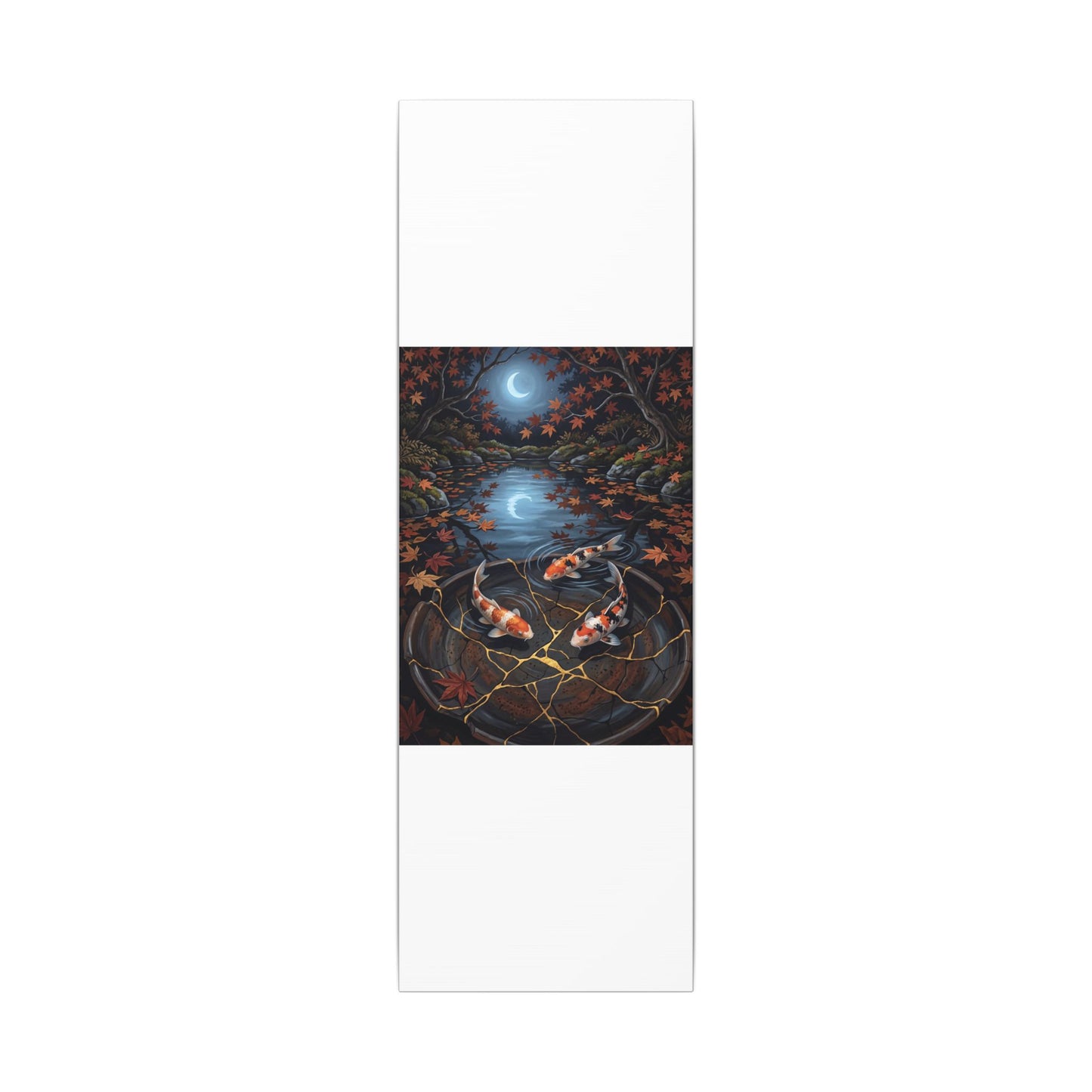 Koi Pond Canvas Art | Autumn Kintsugi Gold Repair Art