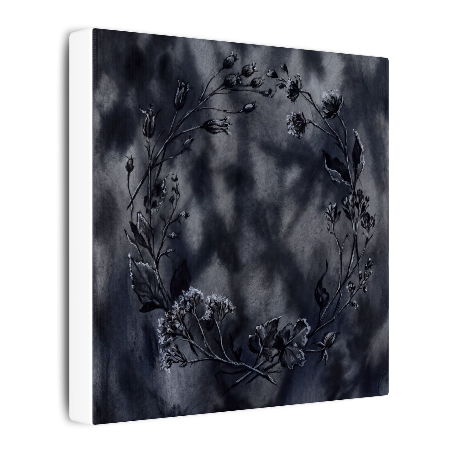Dried Flowers Canvas Art | Winter Dark Japandi Shadow Zen Art