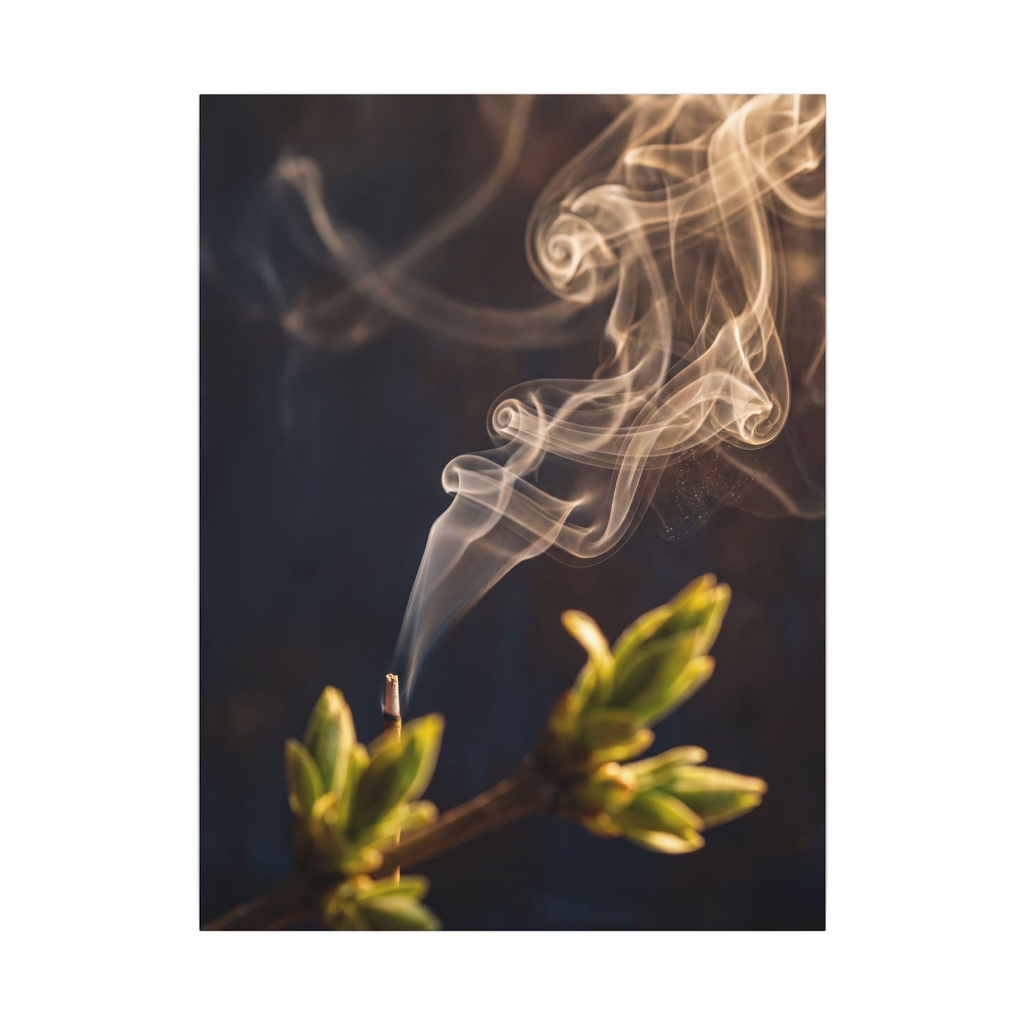 Golden Hour Incense Smoke Canvas Art - Dark Japandi Kanso Art Print