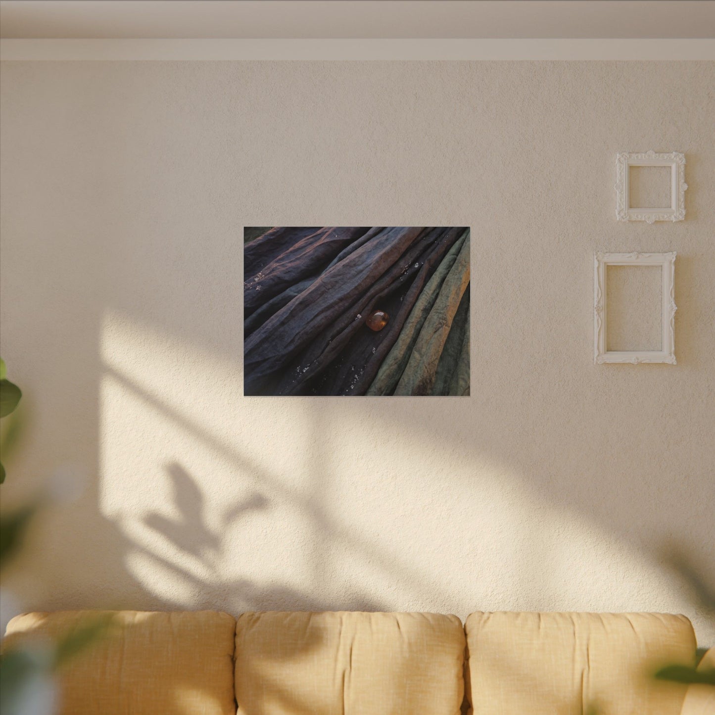 Silk Drape Shadow Zen Canvas Art | Moody Dark Japandi Art