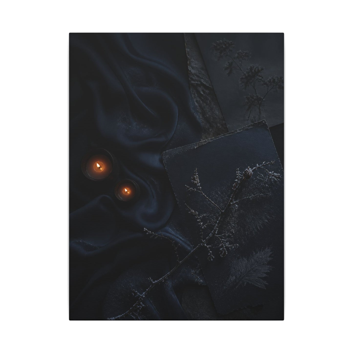 Candlelight Silk Drape Canvas Art - Dark Japandi Kanso