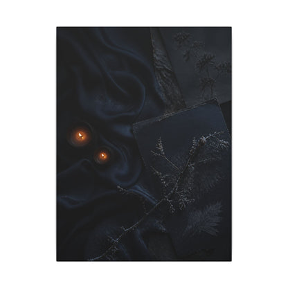 Candlelight Silk Drape Canvas Art - Dark Japandi Kanso