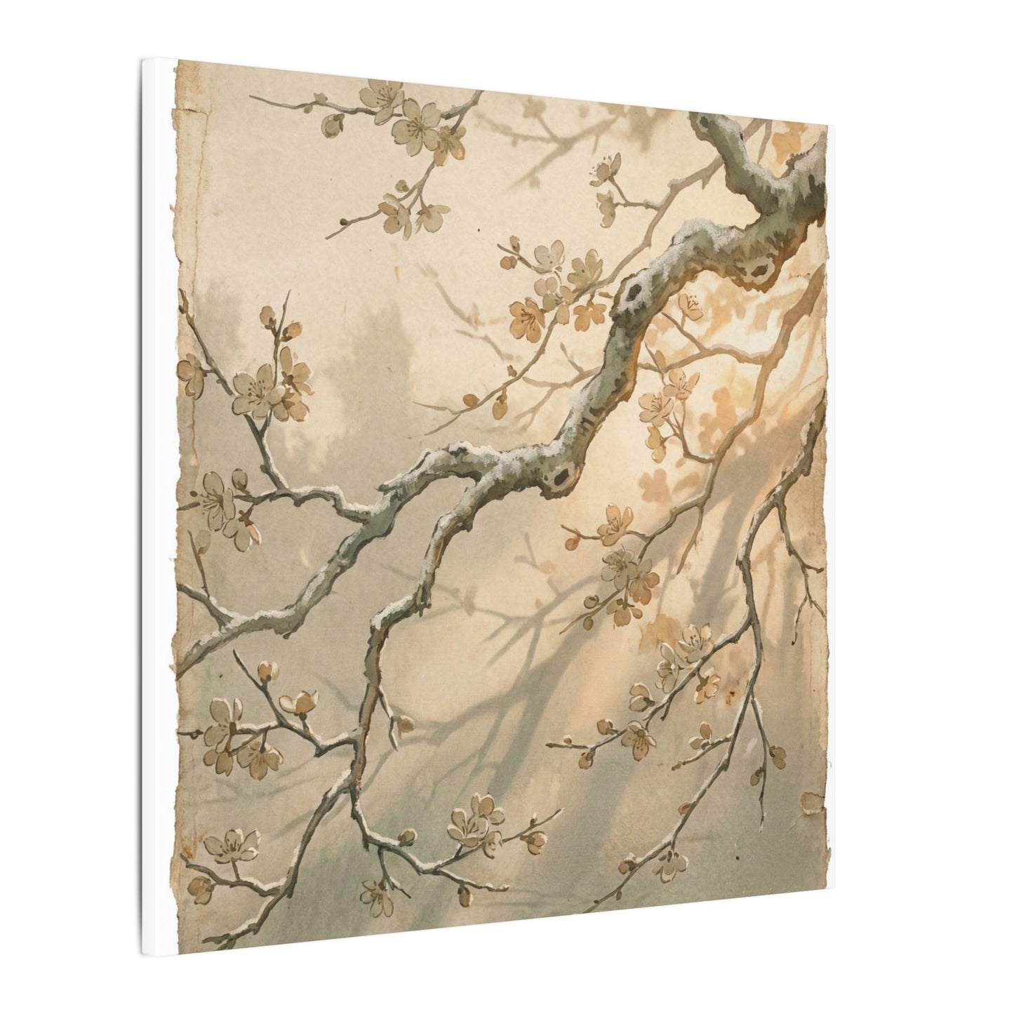 Cherry Blossom Canvas Art | Winter Japandi Japanese Pattern Art