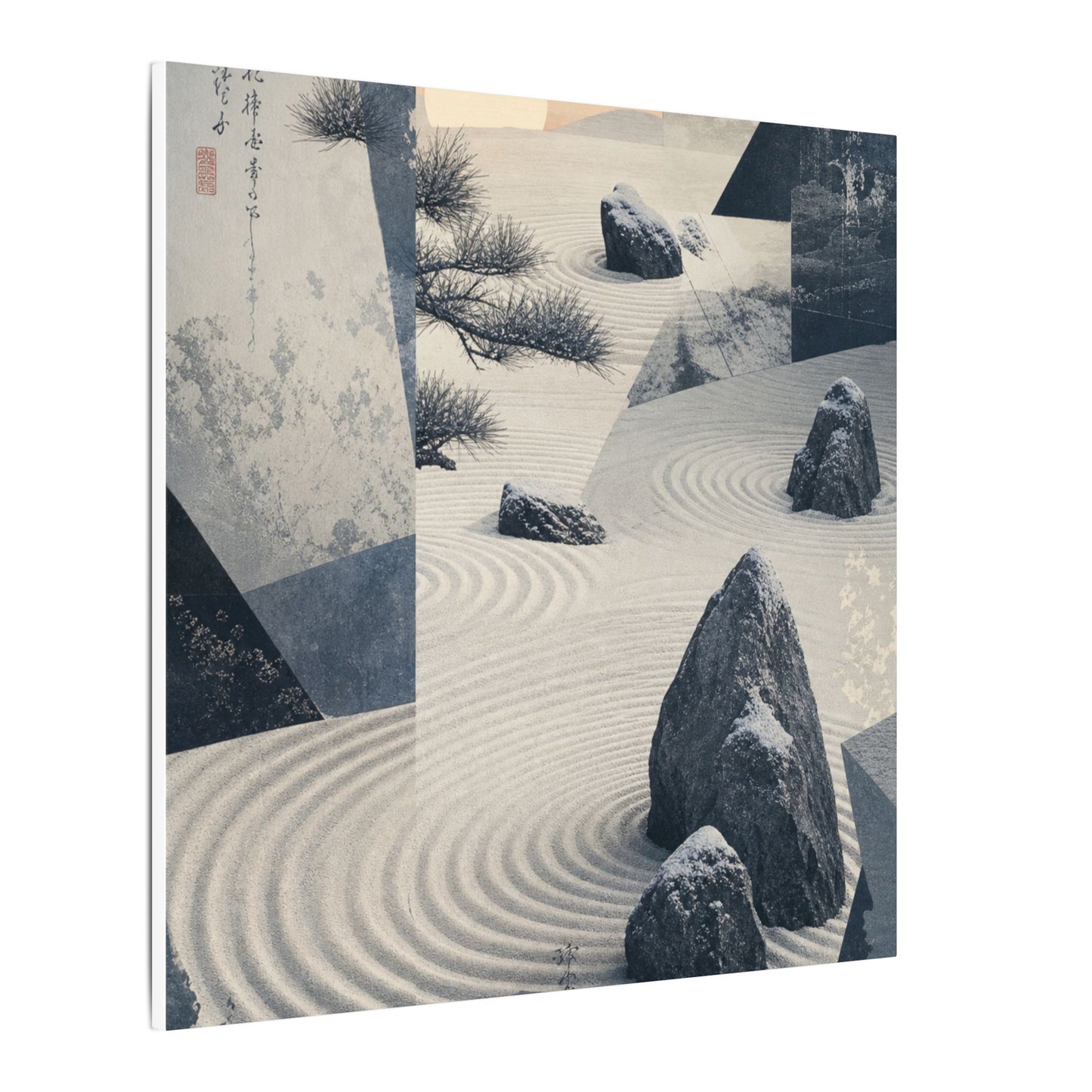 Seijaku Rock Garden Canvas Art - Zen Ukiyo E Inspired