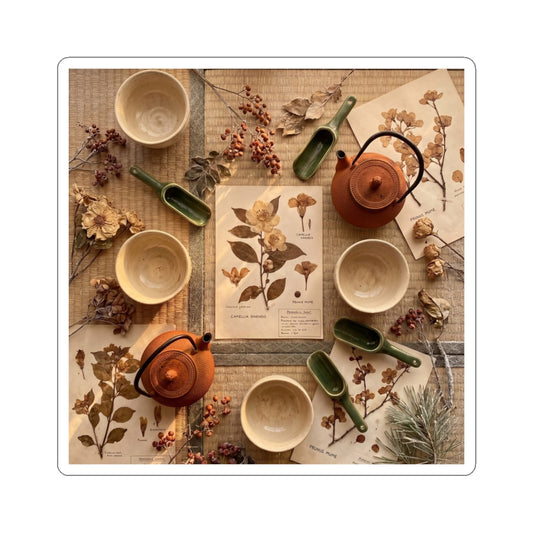 Nostalgic Tea Ceremony Sticker - Herbarium Cottagecore