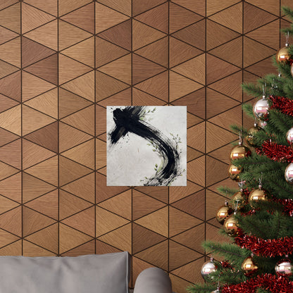 Dark Japandi Ink Brushstroke in Dawn | Moody Minimal Wall Art Print