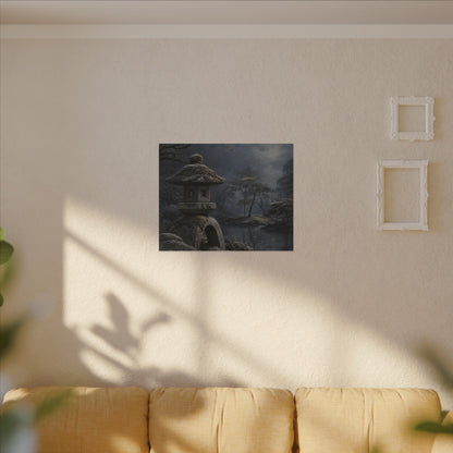 Stone Lantern Canvas Art | Winter Japandi Japanese Pattern Art