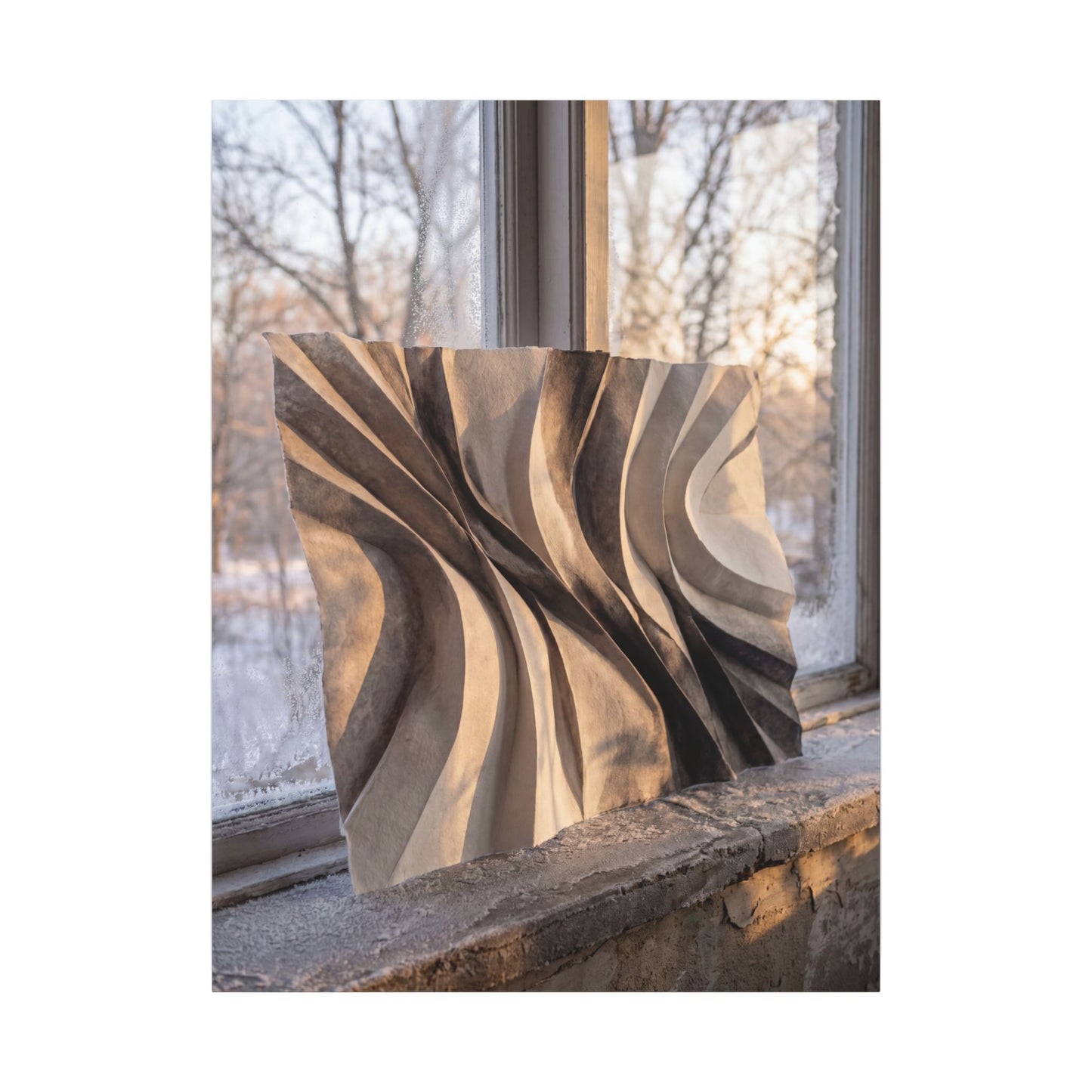 Mono No Aware Paper Fold Canvas Art - Japandi Minimal Line