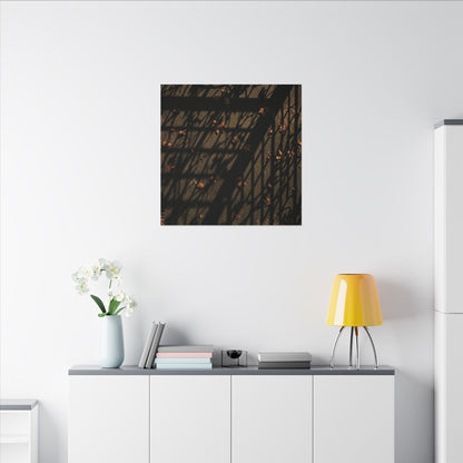 Dark Japandi Shadow Play in Golden Hour | Moody Minimal Canvas Art