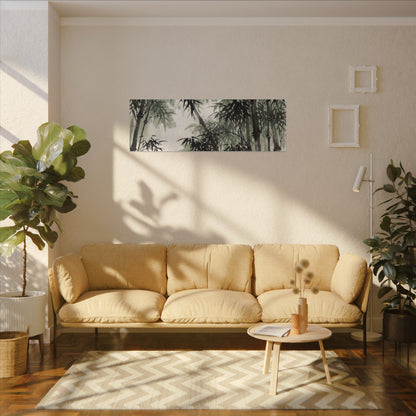 Zen Bamboo Grove in Overcast | Sumi E Canvas Art