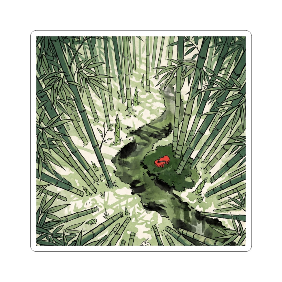 Bamboo Grove Sticker | Spring Zen Ukiyo E Inspired Art